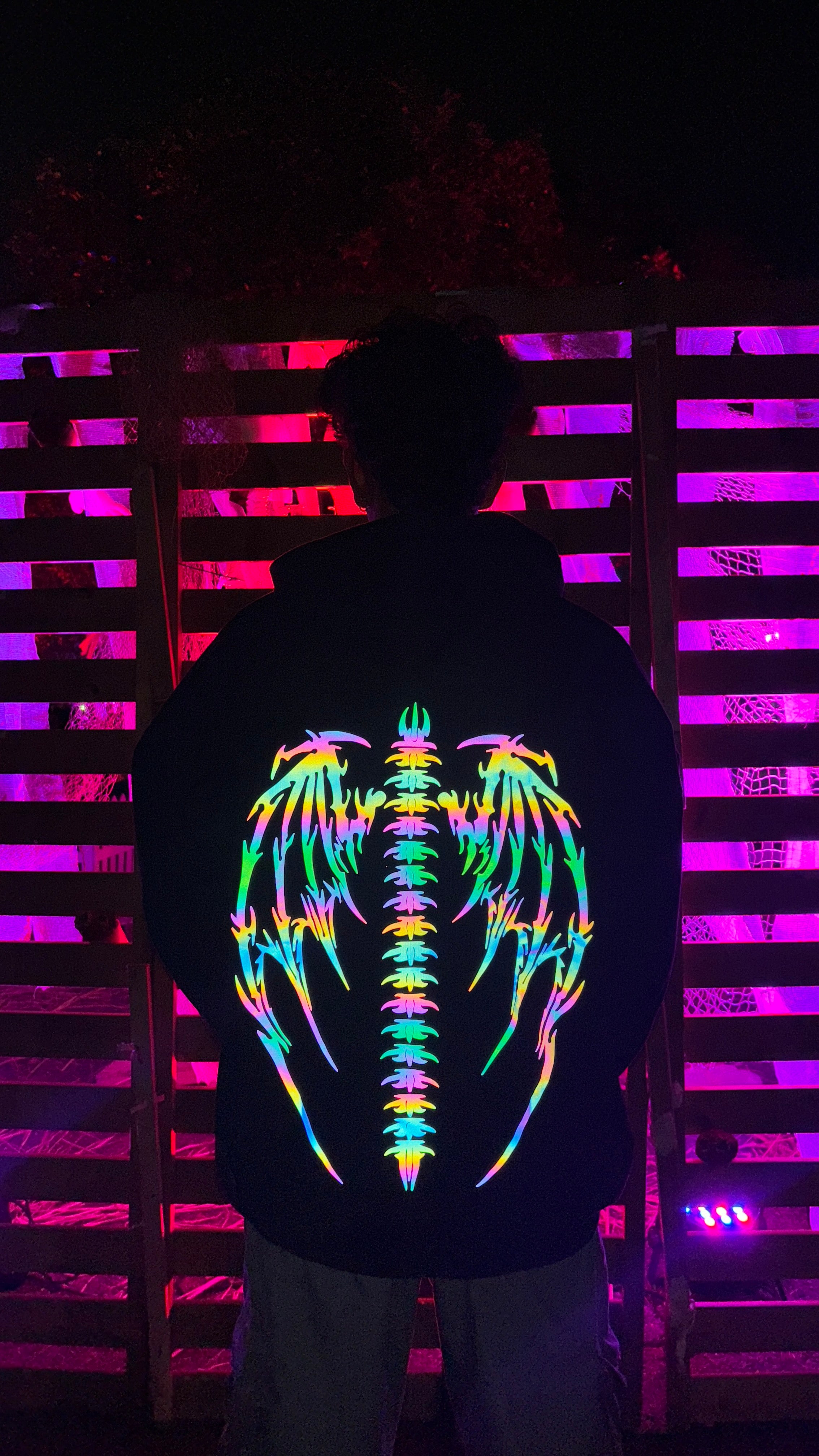 Gothic Wings Rainbow Reflective Hoodie