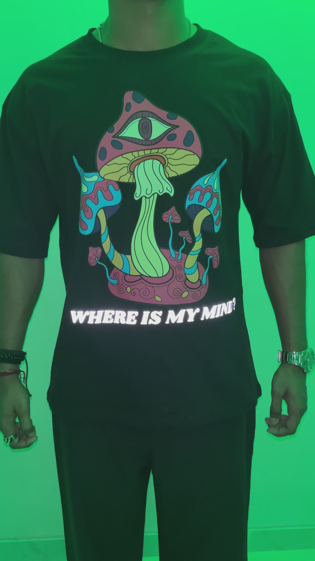 Acid Mushroom Reflective  Oversized Tshirt