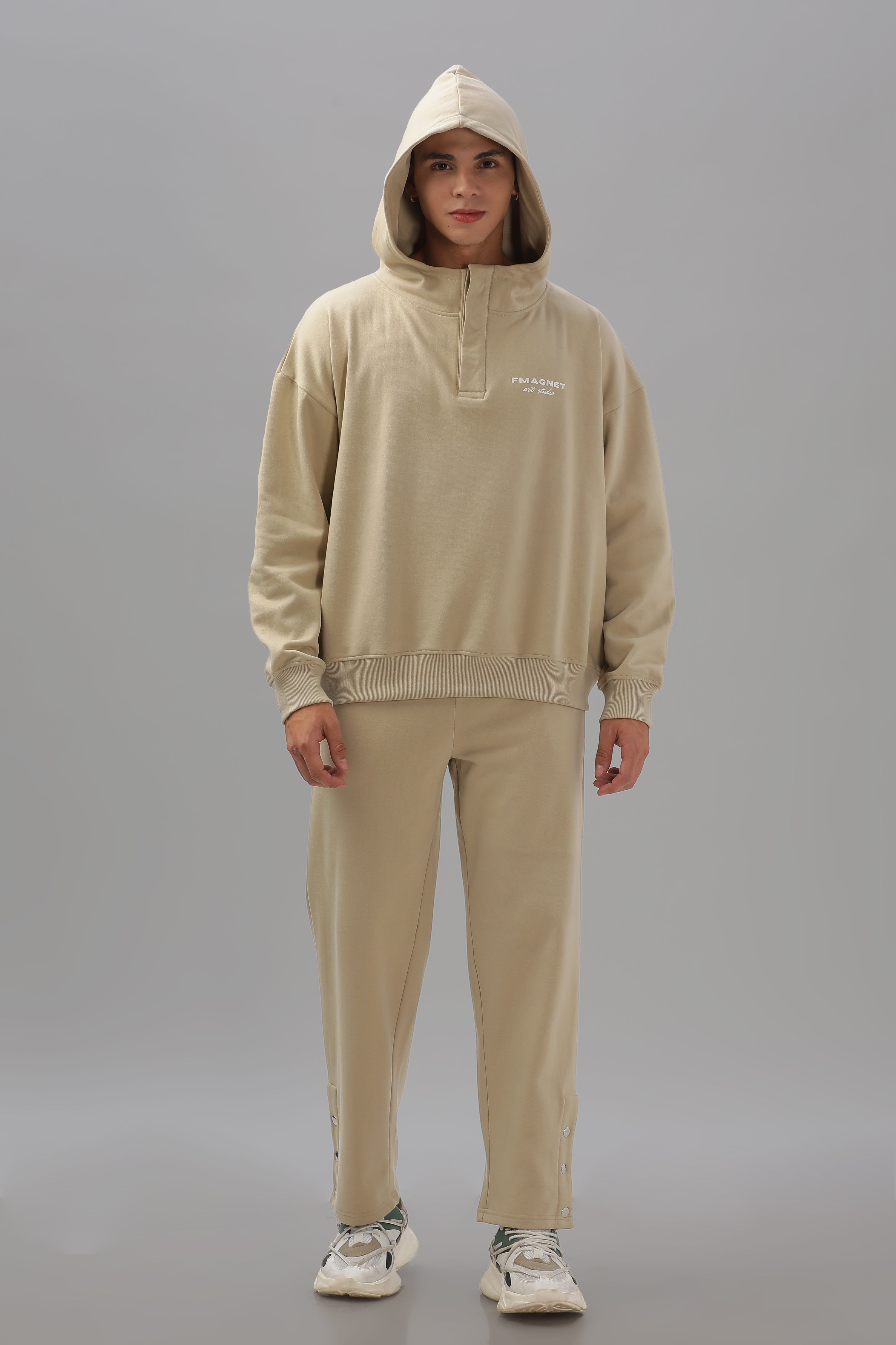 Triple Snap Sweatpants - Beige