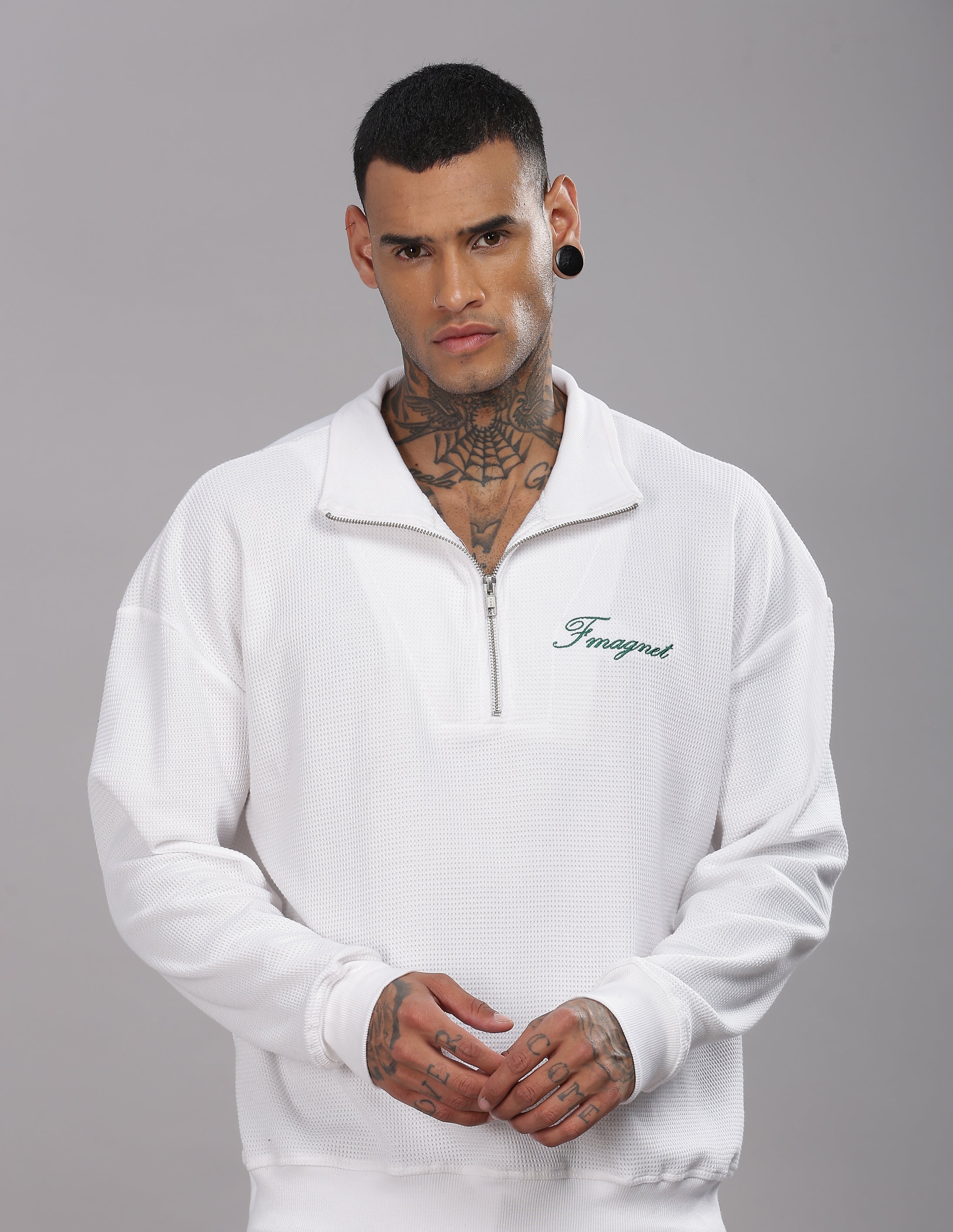 White Half Zip Jumper