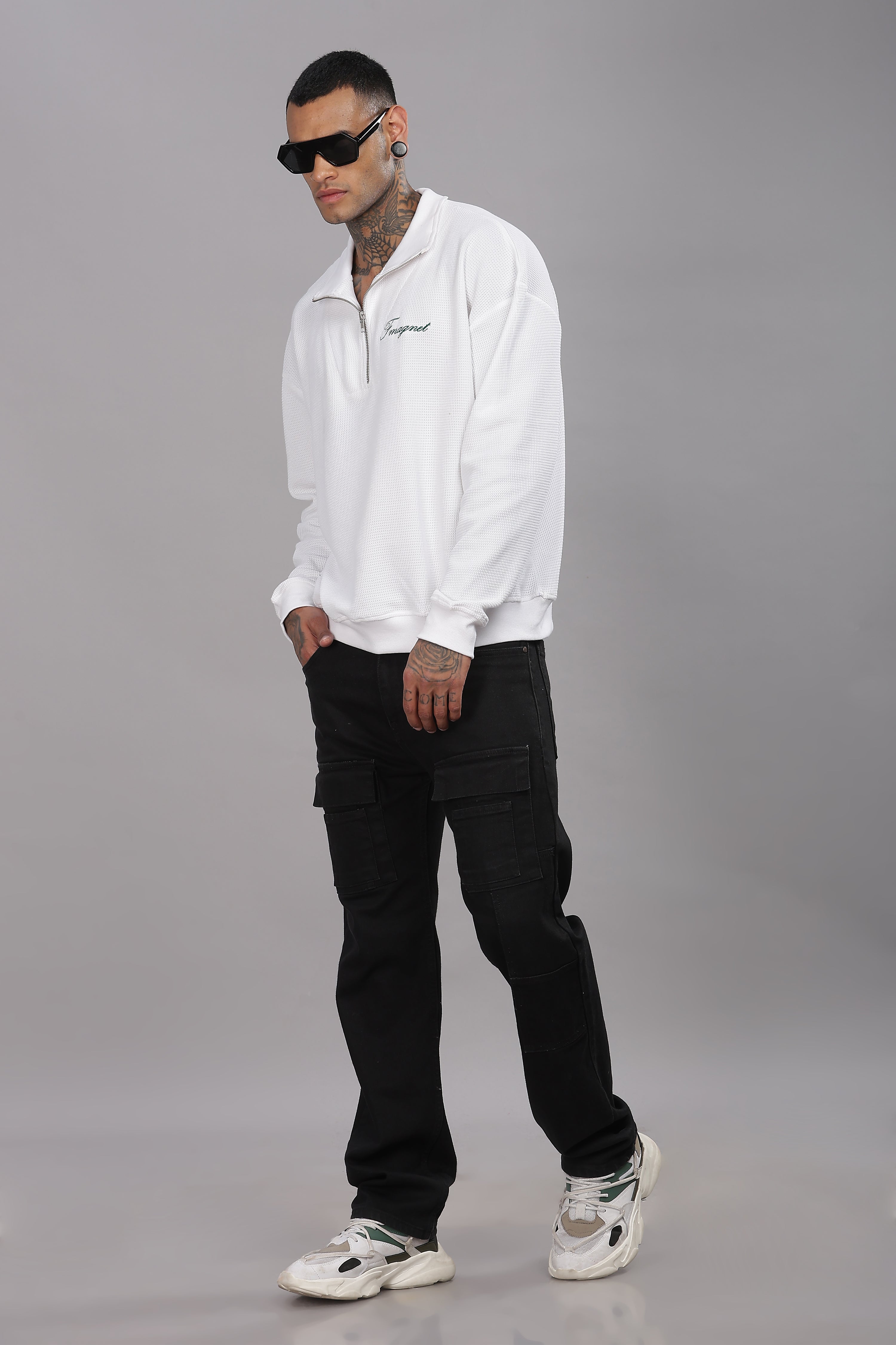 White Half Zip Jumper