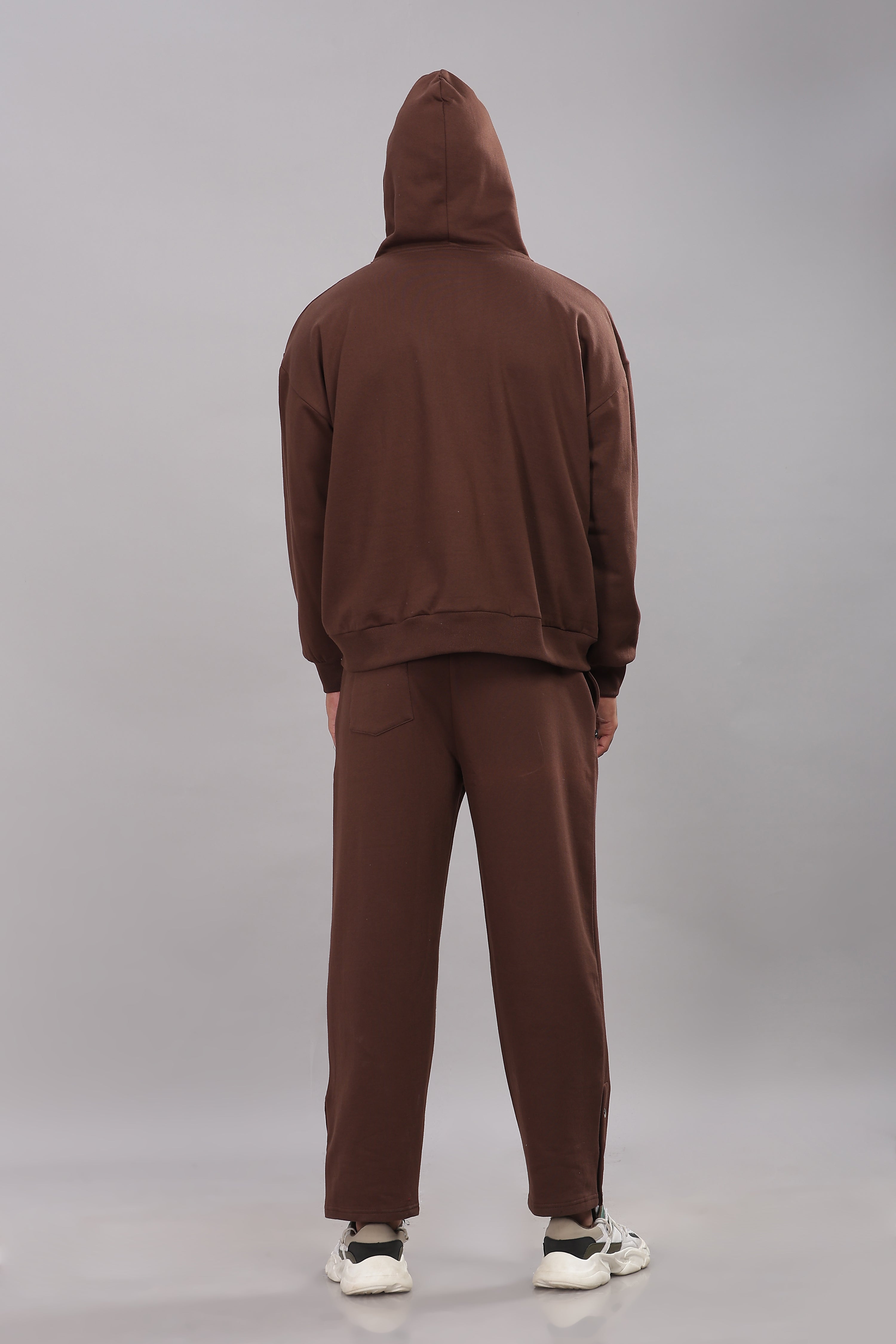 Triple Snap Unisex Hoodie - Brown