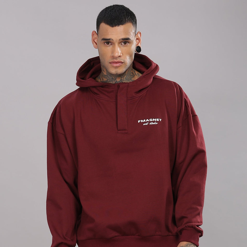 Triple Snap Unisex Hoodie - Merlot