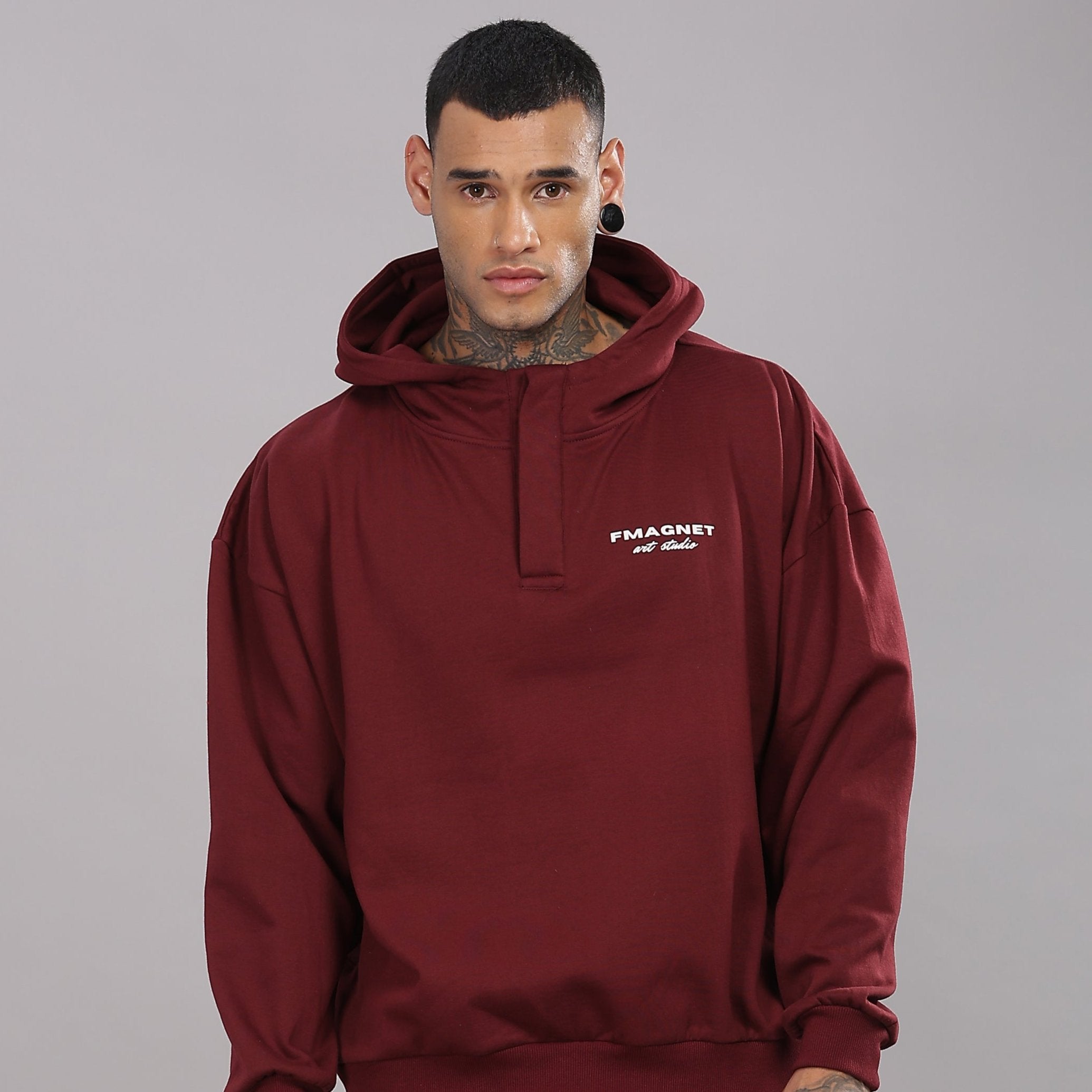 Triple Snap Unisex Hoodie - Merlot