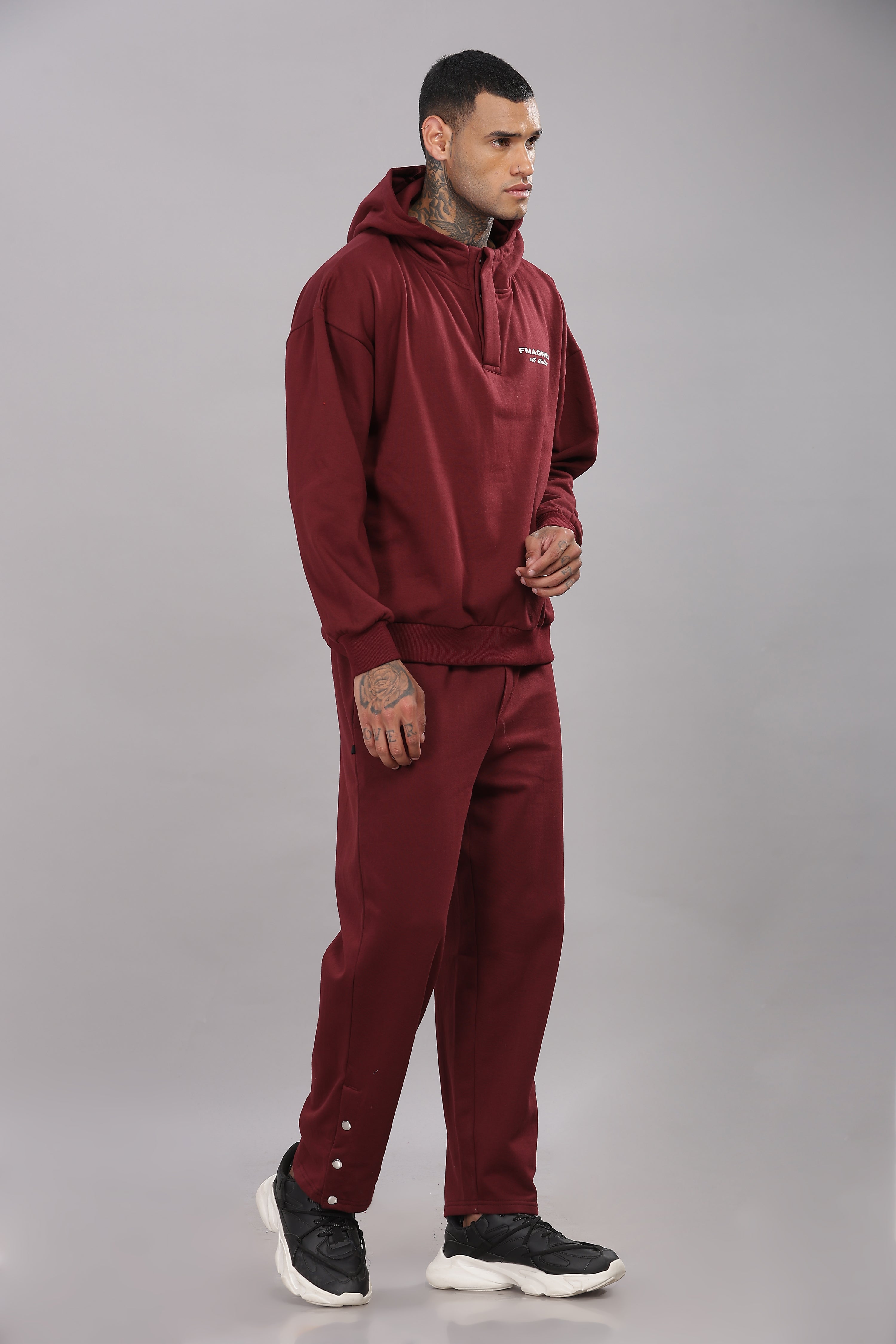 Triple Snap Unisex Hoodie - Merlot