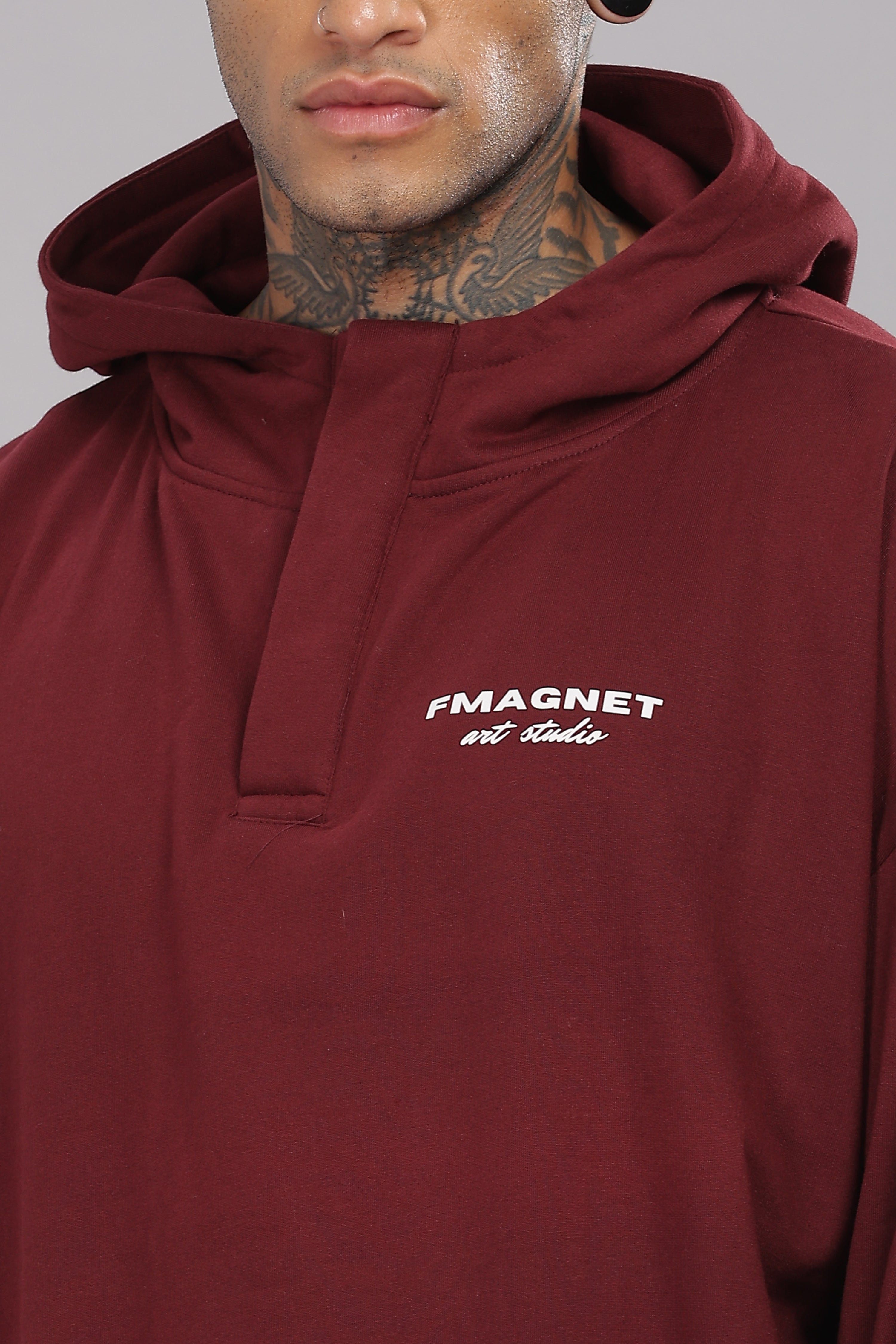 Triple Snap Unisex Hoodie - Merlot