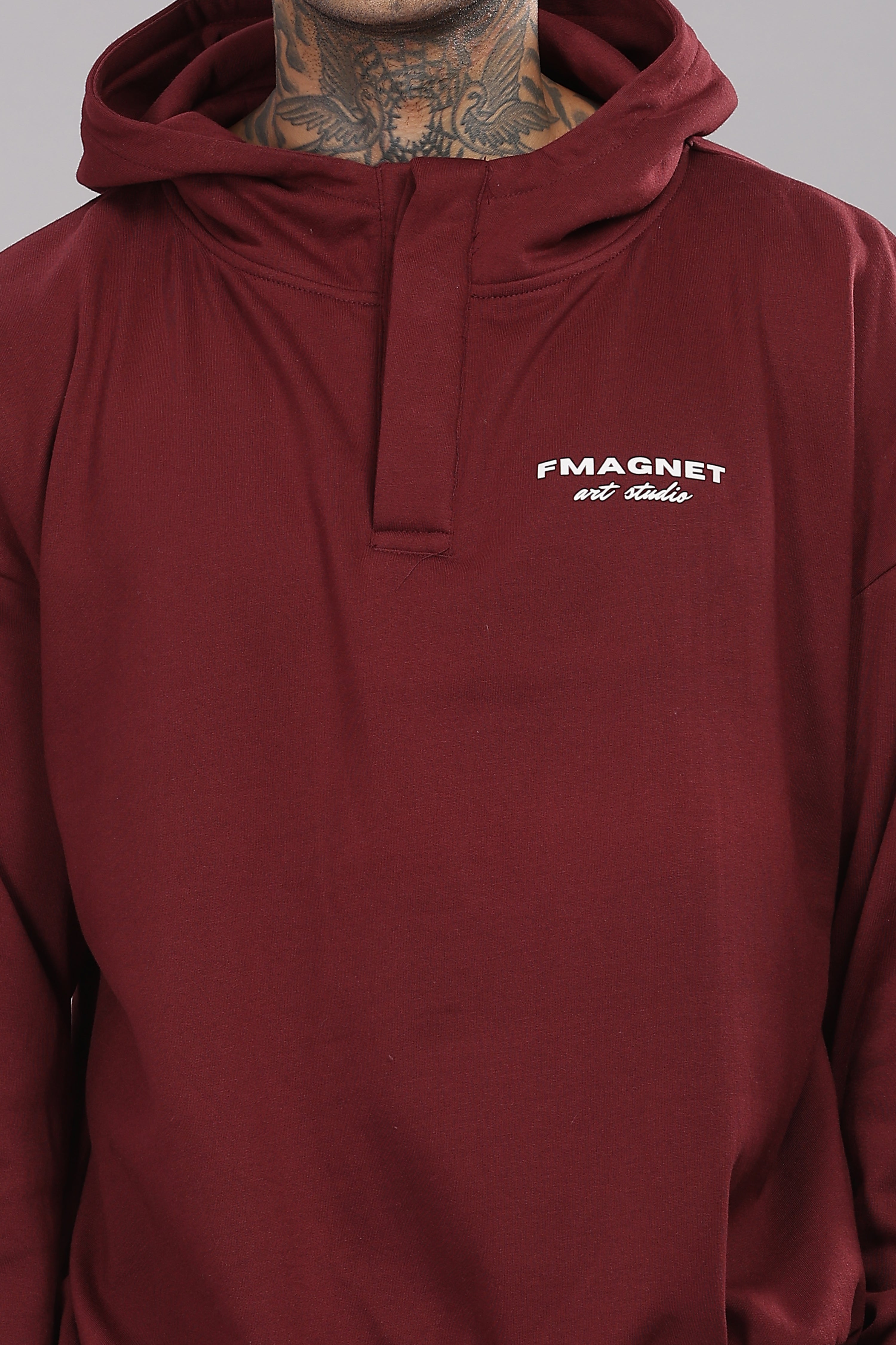 Triple Snap Unisex Hoodie - Merlot