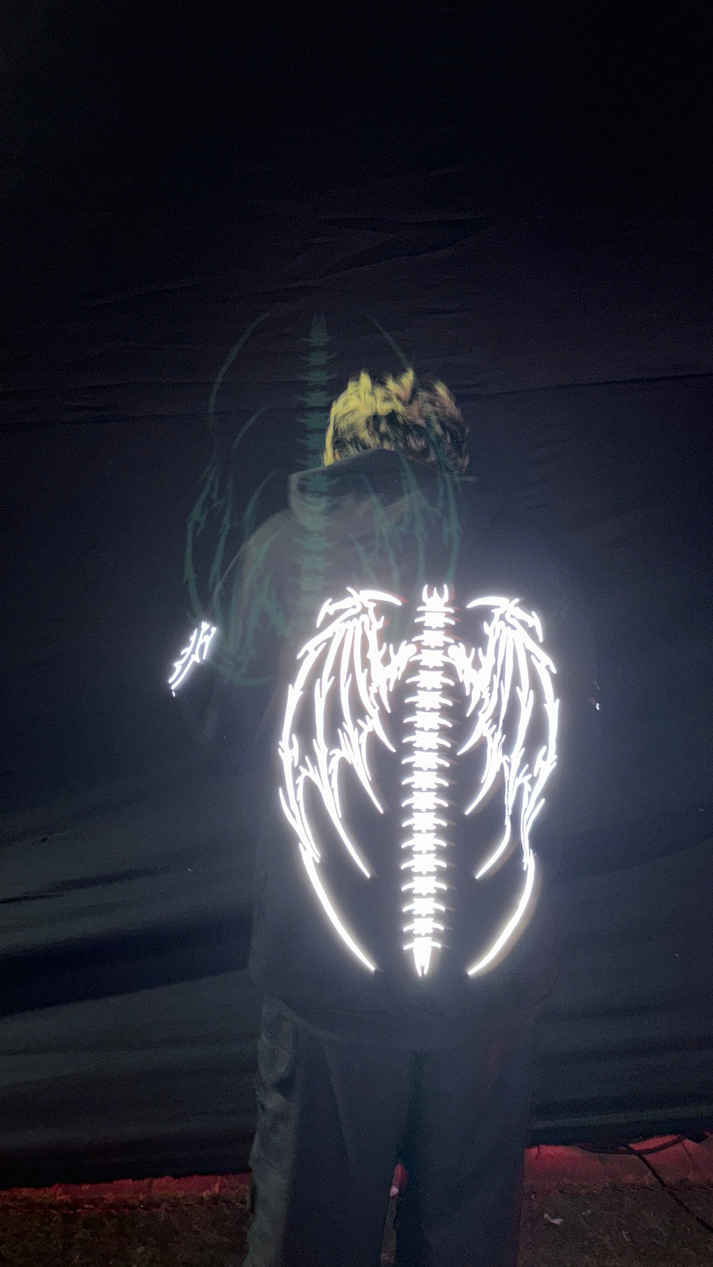 Gothic Wings Silver Reflective Hoodie