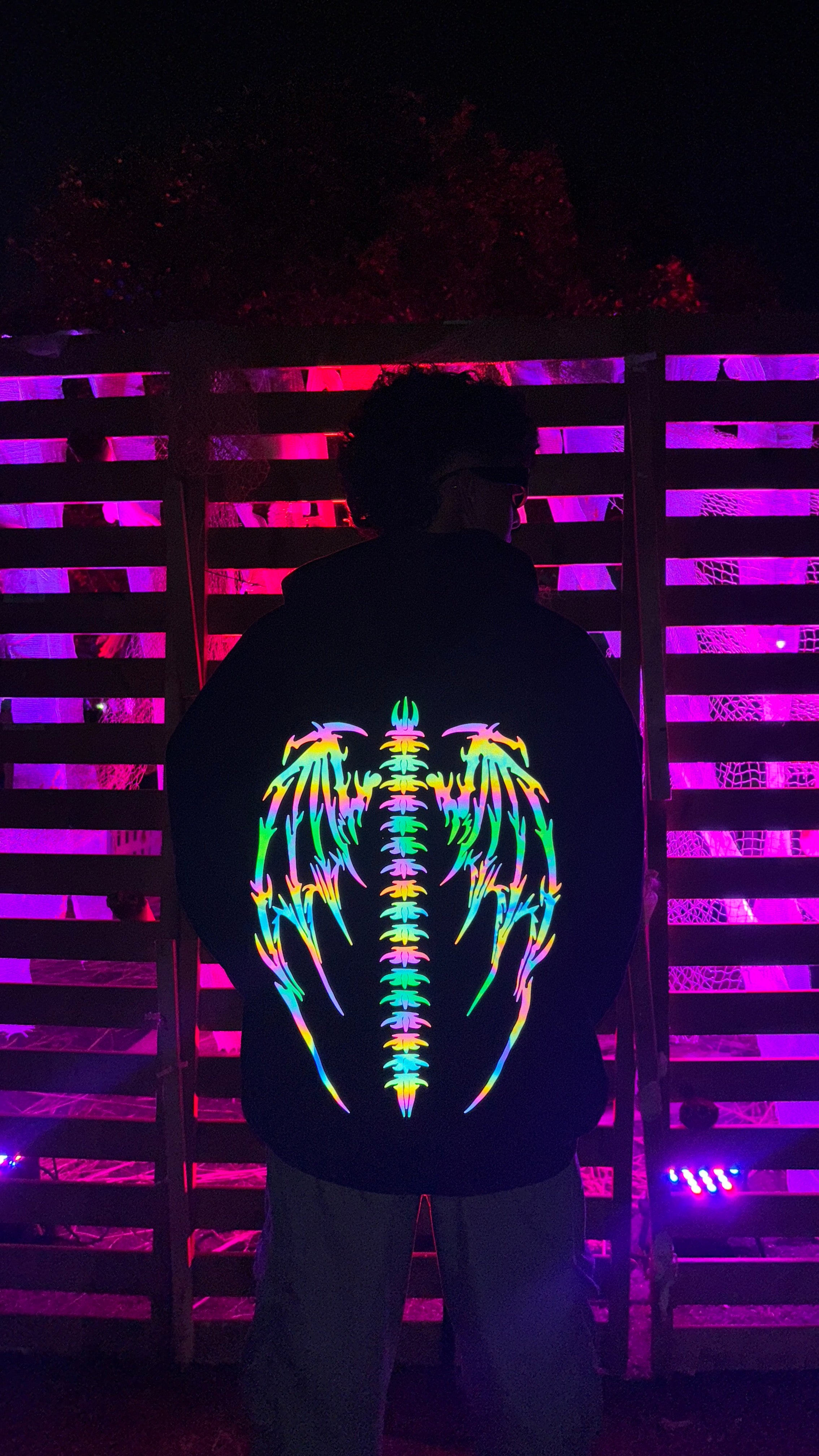 Gothic Wings Rainbow Reflective Hoodie