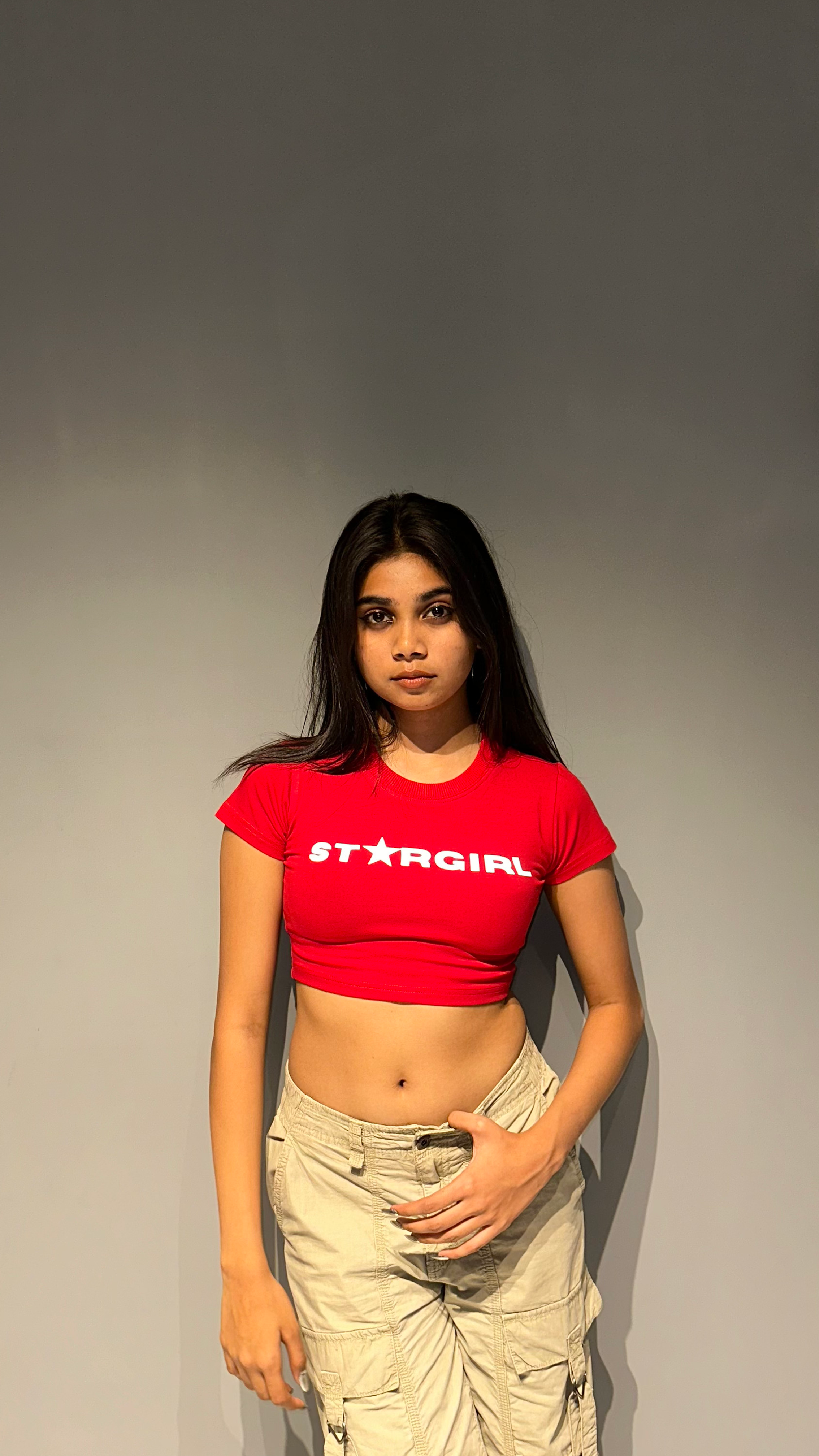 Star Girl Reflective Crop Baby Tee