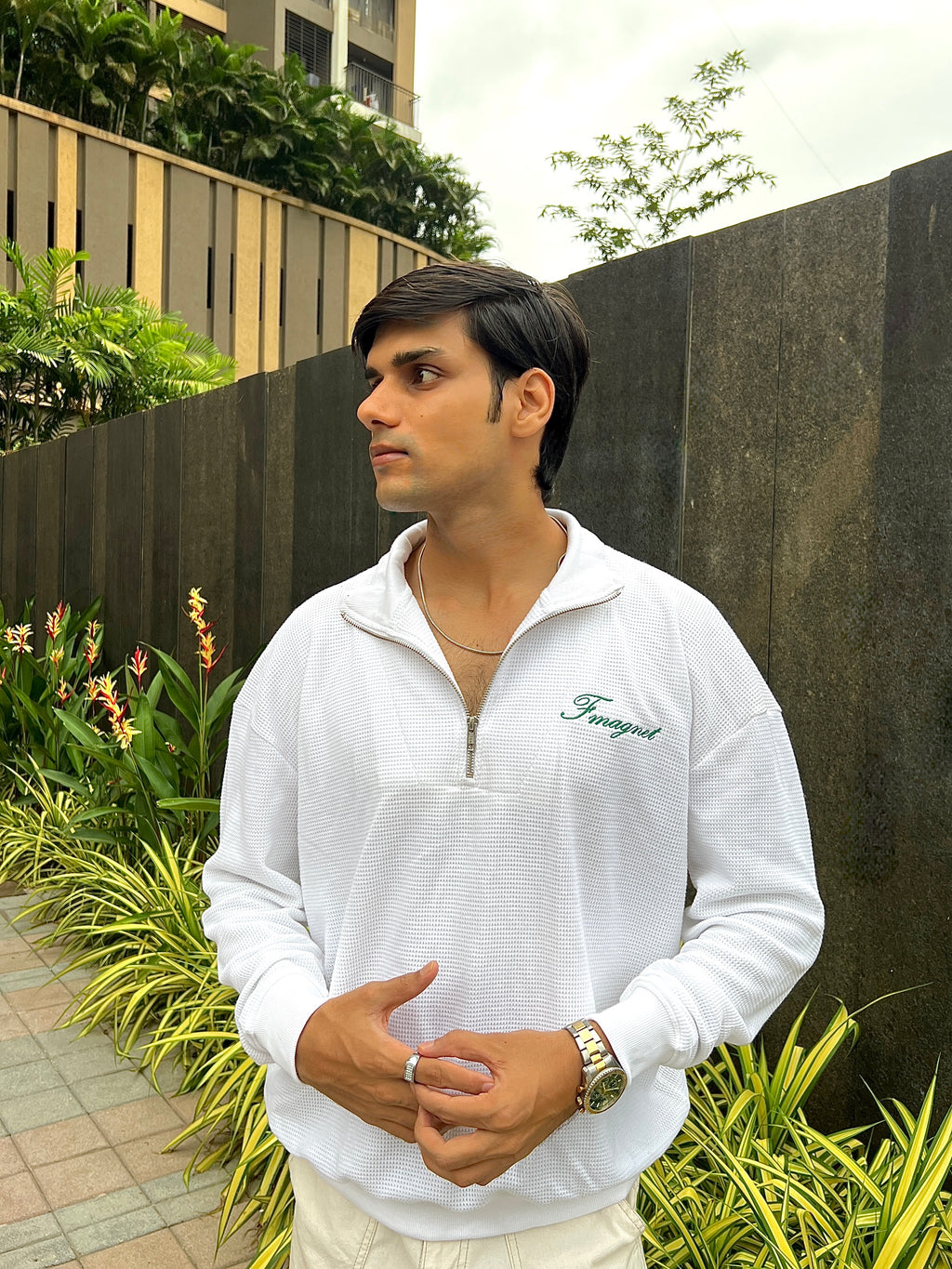 White Half Zip Jumper