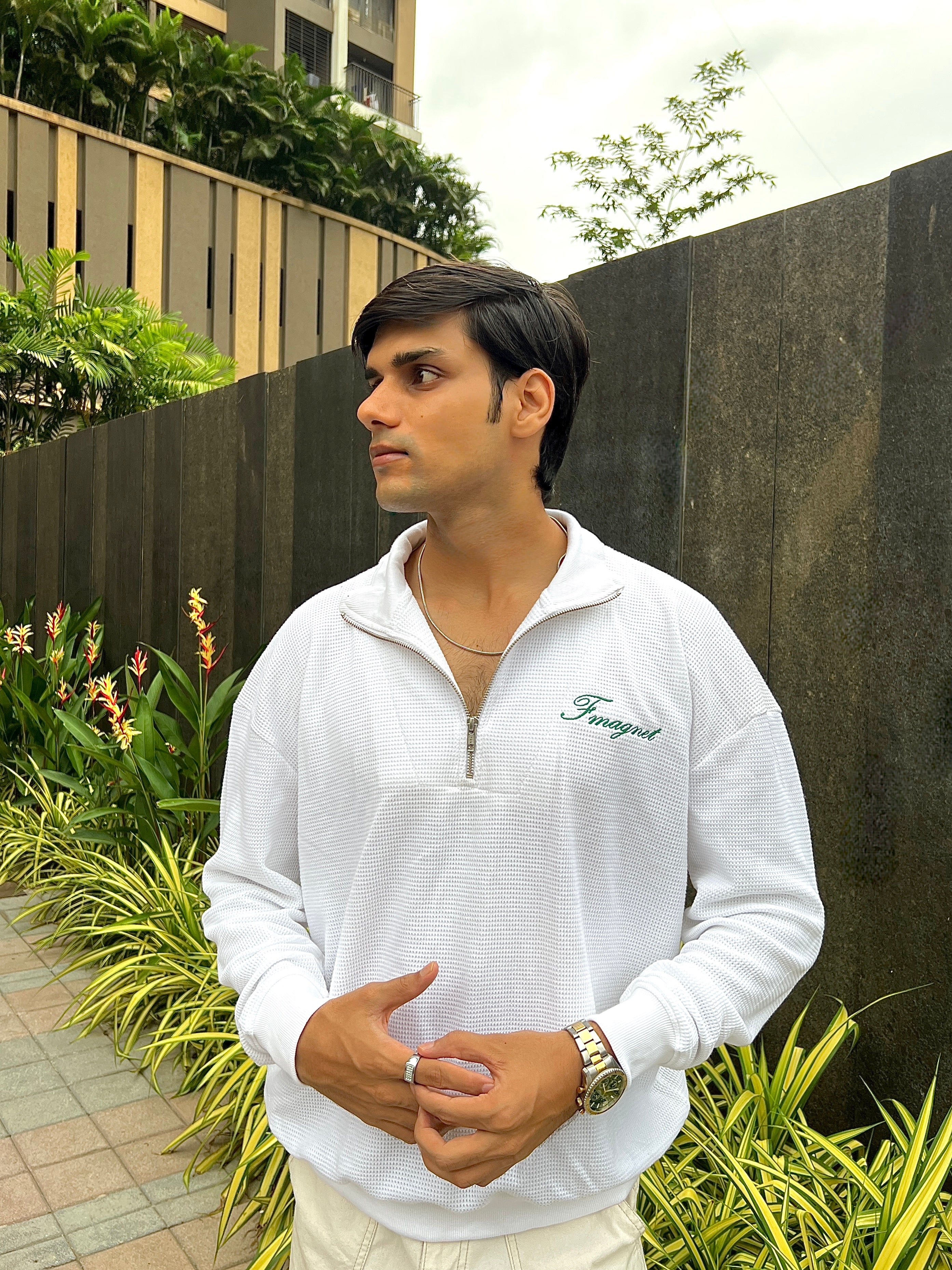 White Half Zip Jumper