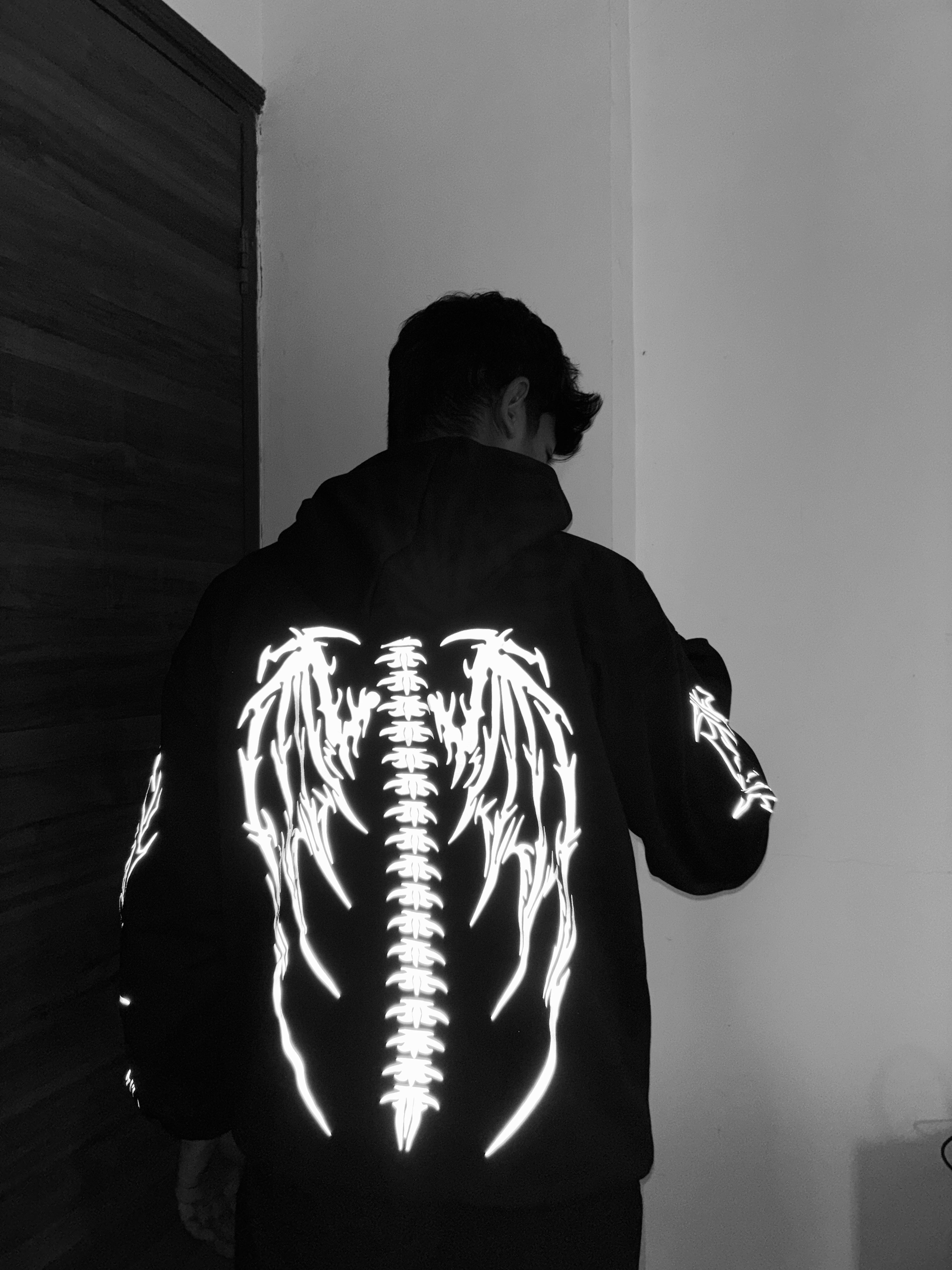 Gothic Wings Silver Reflective Hoodie