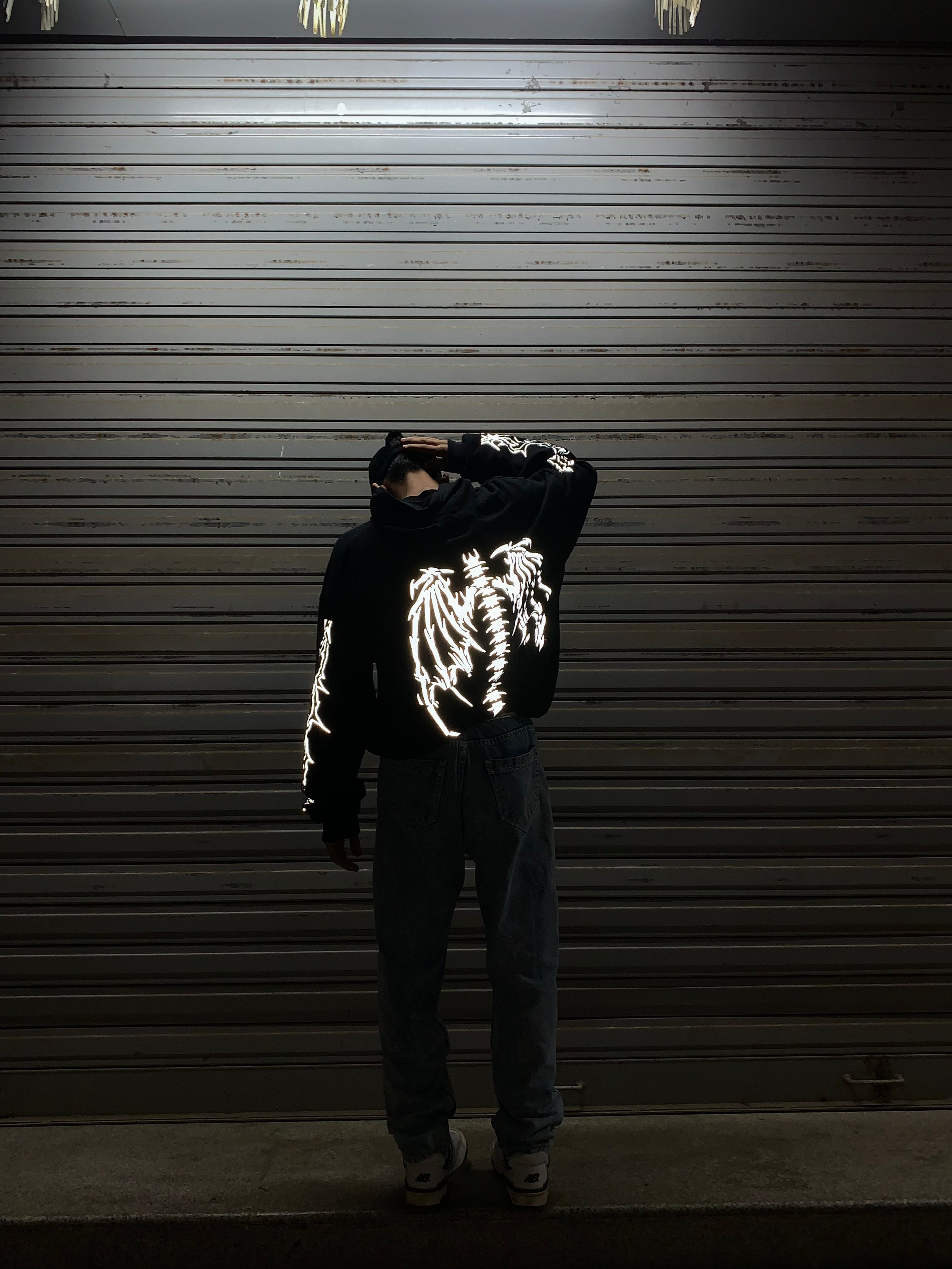 Gothic Wings Silver Reflective Hoodie