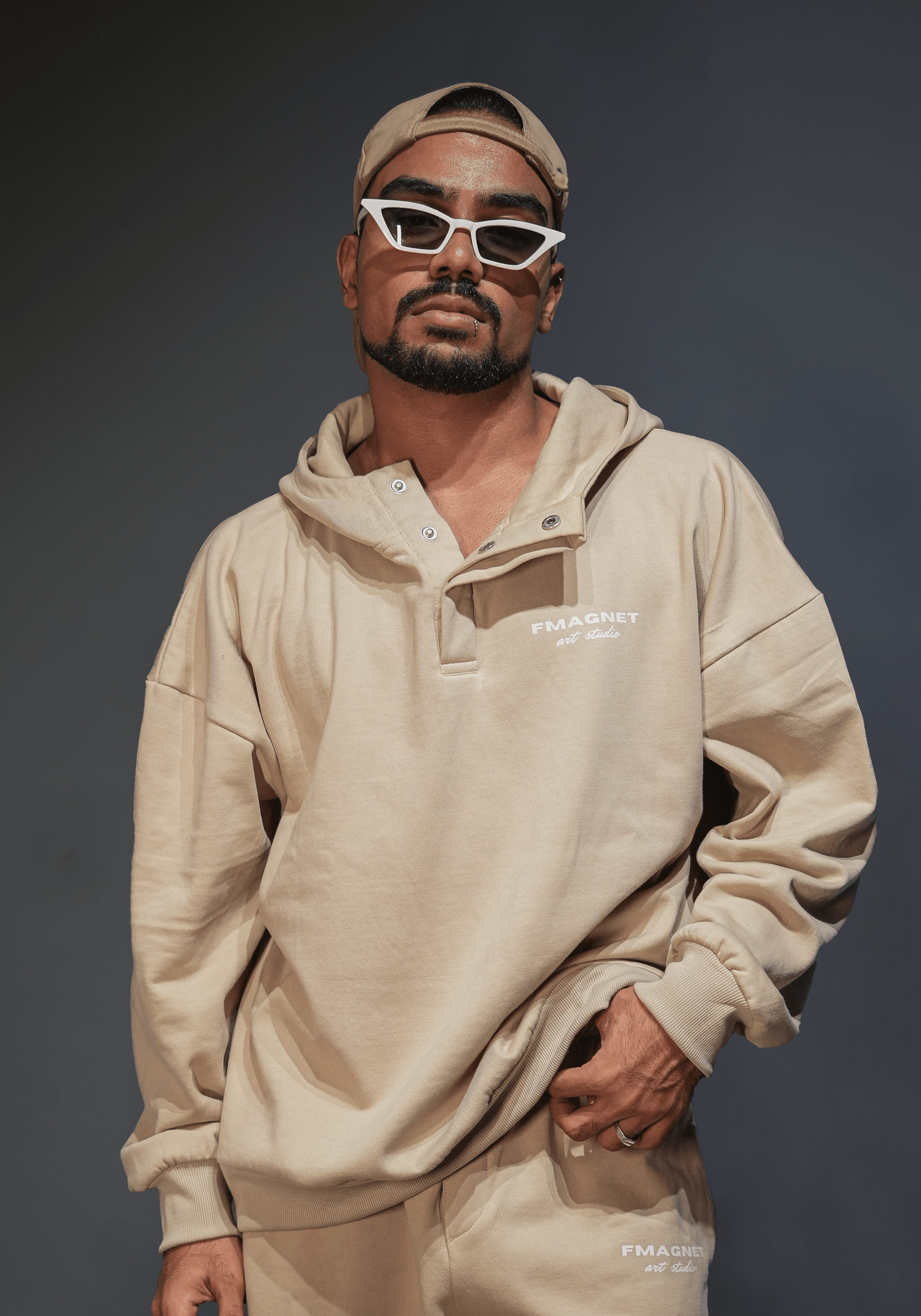 Triple Snap Unisex Co-ords - Beige